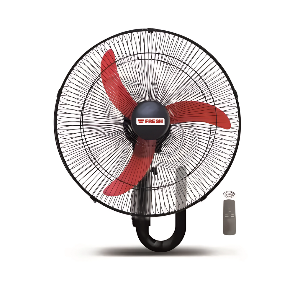 فريش مروحة حائط مع جهاز تحكم عن بعد، أسود، 20 بوصة -GWFR-20، عدد المنافذ 3، 8.0 واط مروحة حائط فريش، ٢٠ بوصة، ٣ سرعات، أسود، مزودة بجهاز تحكم عن بعد (GWFR-20)