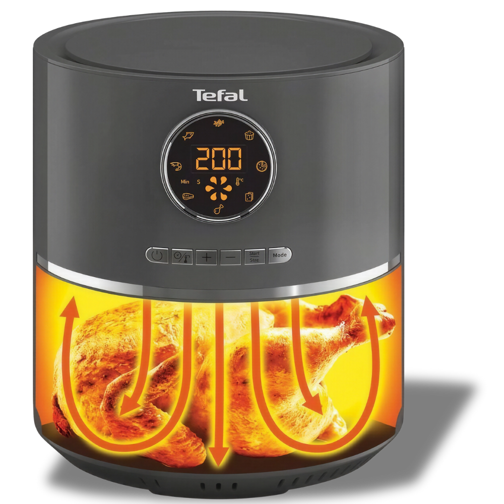 قلاية تيفال Ultra Fry EY111BEG هوائية رقمية – 4.2 لتر – 1600 وات – 8 برامج – رمادي (3) تيفال Ultra Fry EY111BEG هوائية رقمية – 4.2 لتر – 1600 وات – 8 برامج – رمادي