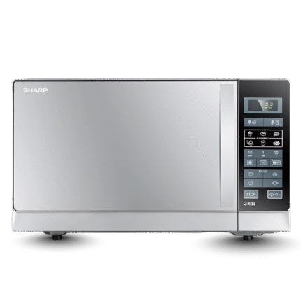 ميكروويف شارب بشواية – سعة ٢٥ لتر – قدرة ٩٠٠ وات – ٦ قوائم طهي تلقائية – لون فضي – R-750MT(R))