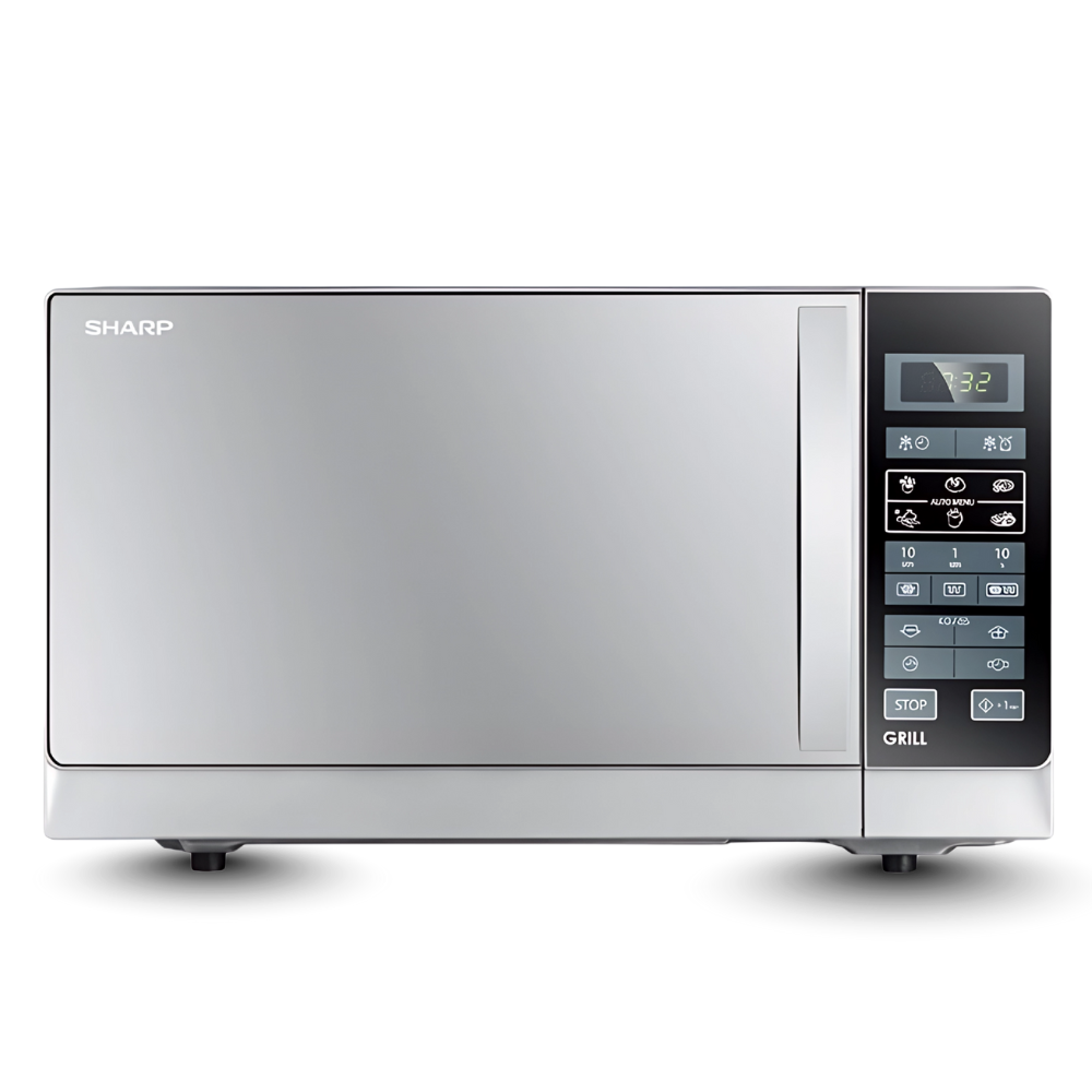 ميكروويف شارب بشواية – سعة ٢٥ لتر – قدرة ٩٠٠ وات – ٦ قوائم طهي تلقائية – لون فضي – R-750MT(R)) ميكروويف شارب بشواية – سعة ٢٥ لتر – قدرة ٩٠٠ وات – ٦ قوائم طهي تلقائية – لون فضي – R-750MT(R))