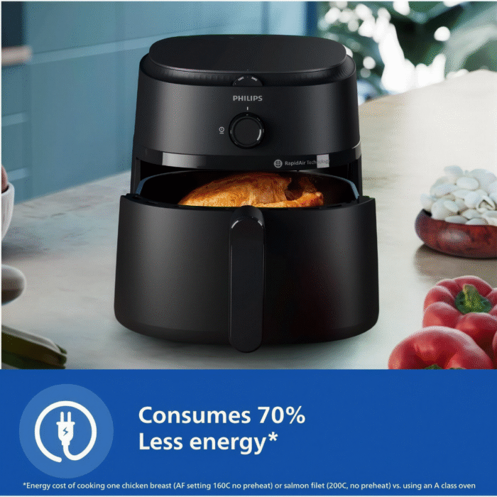 قلاية فيليبس NA120/00 AirFryer L – 4.2 لتر – 1500 وات – 12 برنامج طهي – تقنية الهواء السريع – أسود