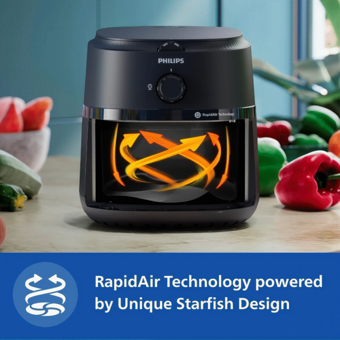 قلاية فيليبس NA120/00 AirFryer L – 4.2 لتر – 1500 وات – 12 برنامج طهي – تقنية الهواء السريع – أسود