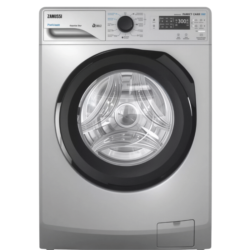 Zanussi غسالة ملابس زانوسي ZWF8240SB5 بتعبئة أمامية، سعة 8 كجم، رقمية بسرعة 1200 دورة في الدقيقة، فضية