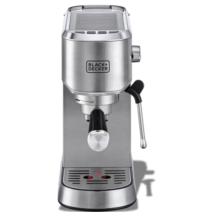 ماكينة إسبرسو بلاك آند ديكر ECM150-B5 – 1450 وات – فضي – مضخة باريستا يدوية مع صانع رغوة الحليب
