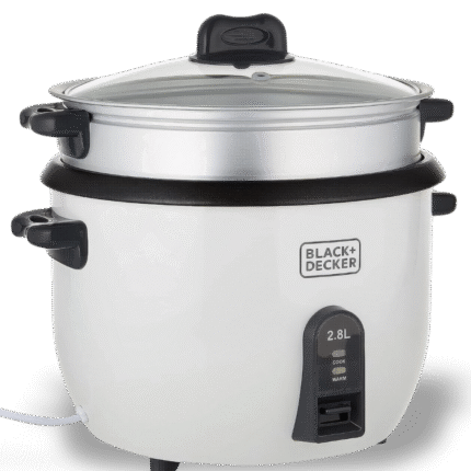ماكينة طبخ الرز من بلاك اند ديكر RC2850-B5- سعة 2.8 لتر، ابيض