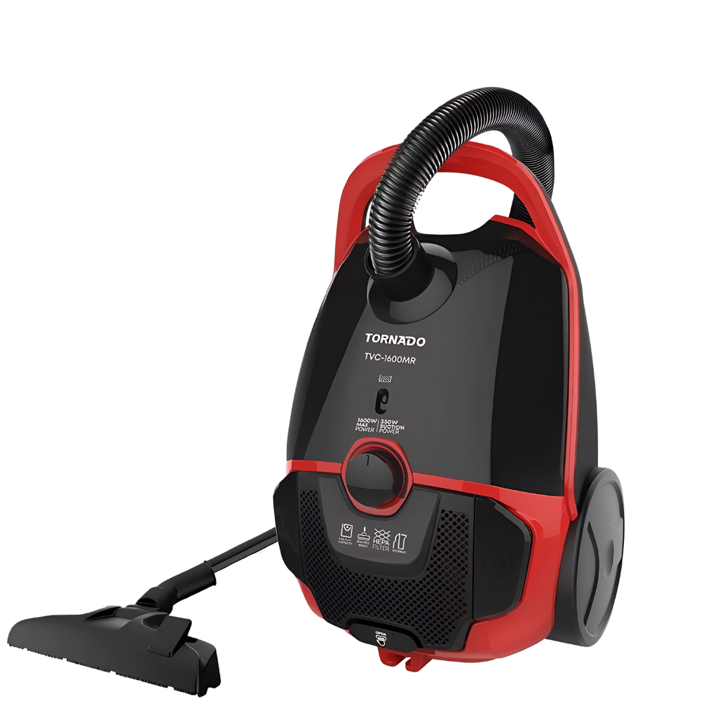 مكنسة كهربائية تورنيدو 1600 وات مع فلتر HEPA – أسود × أحمر–TVC-1600MR مكنسة كهربائية تورنيدو 1600 وات مع فلتر HEPA – أسود × أحمر – TVC-1600MR