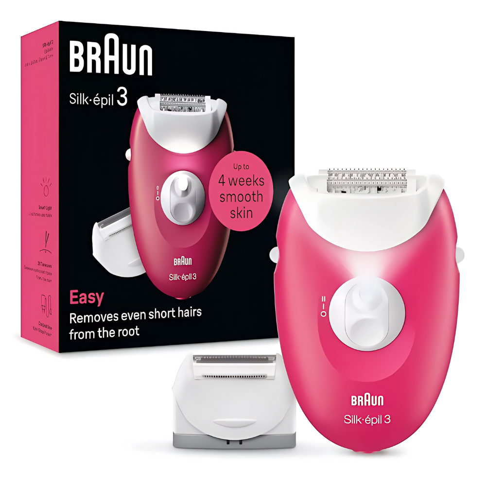 جهاز إزالة الشعر مع رأس الحلاقة والتقليم + سمارت لايت بـراون Silk-épil 3 موديل SE3-032 جهاز إزالة الشعر من بـراون مع رأس الحلاقة والتقليم - سمارت لايت- Silk-épil 3 موديل SE3-032
