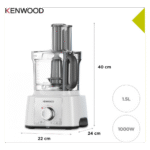 محضر طعام كينوود – _1000_ وات – برو اكسبريس - وعاء _3_ لتر – أبيض (FDP65.450WH ) (1)