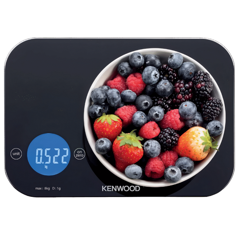 ميزان مطبخ رقمي كينوود – شاشة لمس – 6 وحدات قياس – زجاج مقوى – أسود (50000BK)