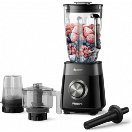 Philips Blender 5000 Series - 1200W, 2L Capacity, 3 Speed+ Pulse, ProBlend Plus Technology, Chopper & Mill Attachment, Black - HR3033/00