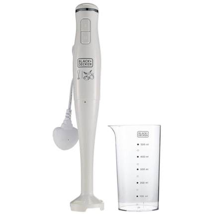 Black+Decker 300w 2 Speed Stick Hand Blender with Calibrated Beaker , White - sb2500-b5,