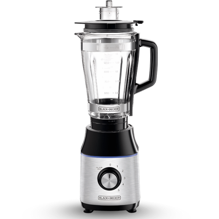خلاط بلاك آند ديكر BX650G-B5 – 700 واط، برطمان زجاجي، أسود × فضي