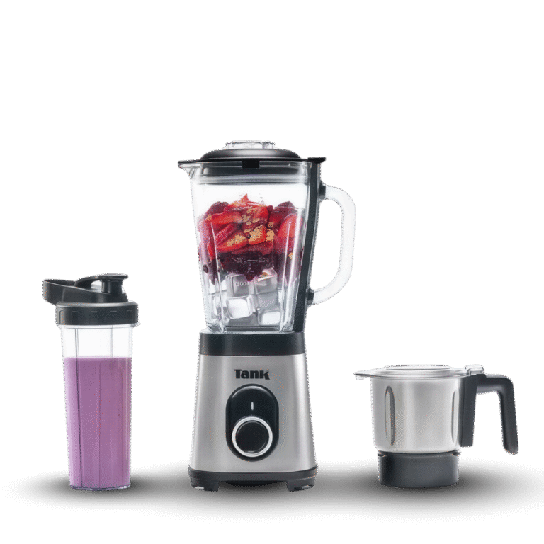 خلاط تانك سوبر YB-S62K GR – 800 واط، وعاء زجاجي 1.5 لتر، مع مطحنة وست زجاجة 900 مل خالية من BPA