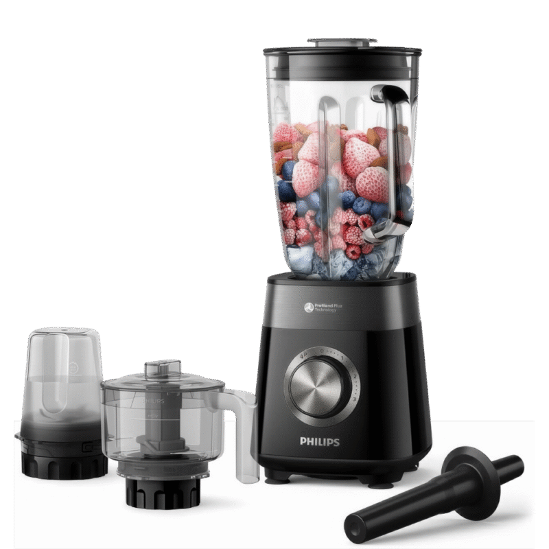 خلاط فيليبس – 1200 واط، 2 لتر، بتقنية ProBlend Plus مع مفرمة وطاحونة (HR3033/00)
