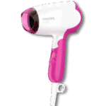 مجفف شعر فيليبس EssentialCare BHD003 – قدرة ١٤٠٠ وات، تصميم مدمج، حماية ThermoProtect، أبيض