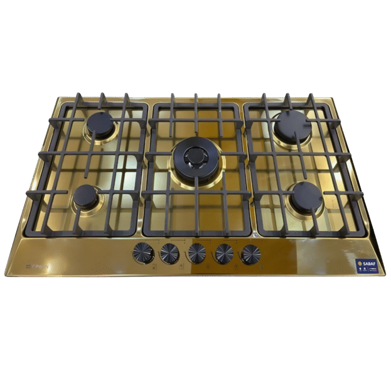 _مسطح غاز فريش بلت إن 90 سم 5 شعلات حوامل زهر أمان جولد (500009597)