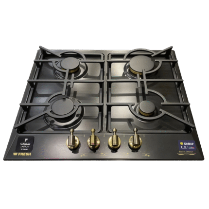 _مسطح غاز فريش بلت إن روستيك 60 سم 4 شعلات أسود 500009612