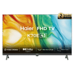 تلفزيون هاير 43 بوصة - FHD بدون حواف بصوت دولبي ومكبر ستيريو وميراكاست – (H43K70EF)