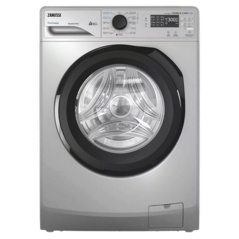 غسالة زانوسي PerlaMax اتوماتيك 7 كيلو تحميل امامى فضي- باب اسود-ZWF7240SB5.