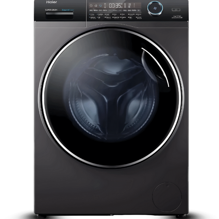 غسالة ملابس هاير تحميل أمامي 15 كجم بخار لون فضي داكن – حوض فائق الحجم – موديل HW150-BP14986ES8