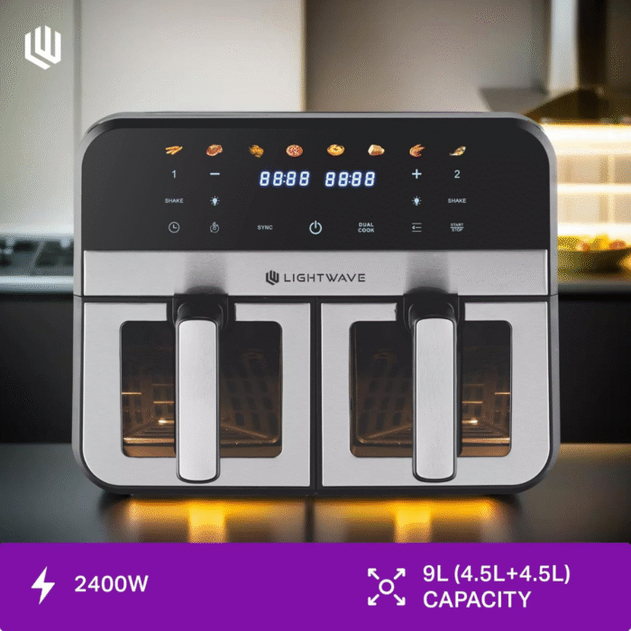 قلاية لايت ويف LW-ARF-DZ10L400 هوائية رقمية – 10 لتر – 2400 وات – 8 برامج مسبقة – حجم عائلي