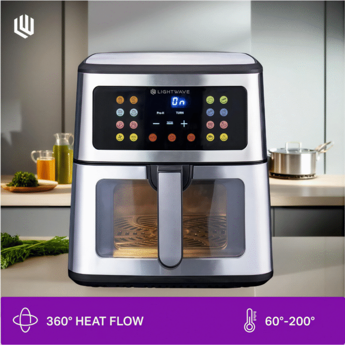 قلاية لايت ويف LW-ARF-SW10L200 هوائية متطورة – 10 لتر – 1500 وات – 16 برنامج طهي – تحكم باللمس – حجم عائلي
