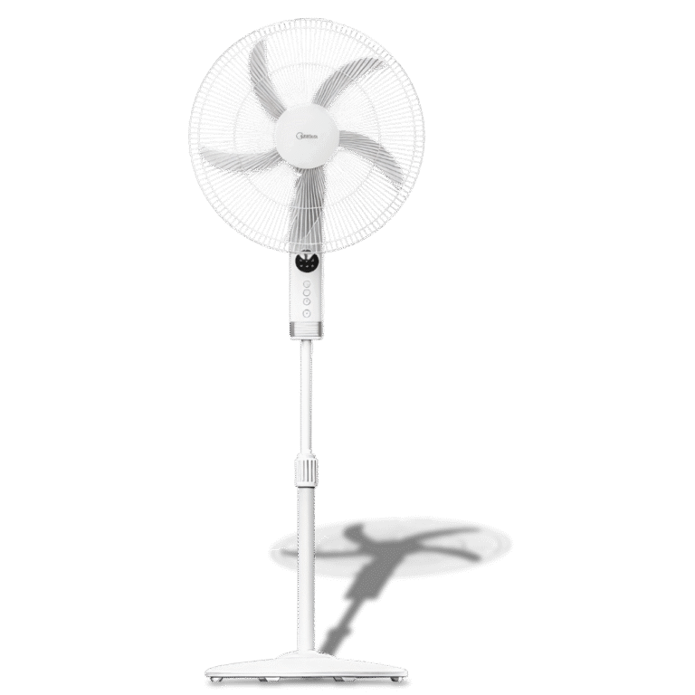 مروحة ستاند 18" بشبك معدني أبيض مع ريموت FS45-25MR-W