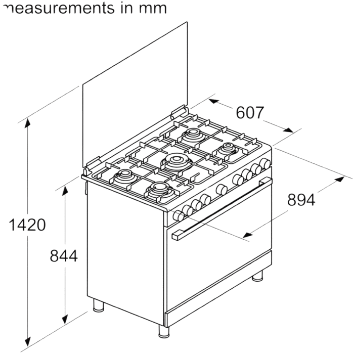 بوتاجاز بوش غاز 90 سم – 5 شعلات – تصميم ستانلس ستيل أنيق – أداء احترافي (HGV1F8Y50S)