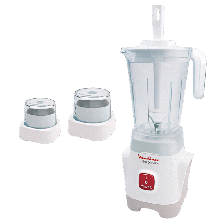 خلاط مولينكس جنوين بسعة 1.5 لتر، قدرة 400 واط مع مطحنة ومبشرة – اللون أبيض – موديل LM2421EG