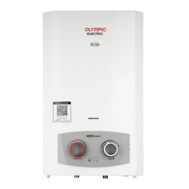 _سخان مياه غاز أوليمبيك إلكتريك — ١٠ لتر بمدخنة — شاشة ديجيتال — غاز مسال — أبيض 945105580