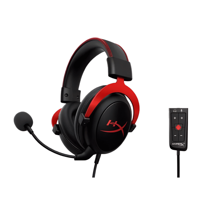 سماعة رأس HyperX للألعاب – صوت محيطي 7.1 وأداء احترافي – تصميم مريح باللون الأحمر – Cloud II Red