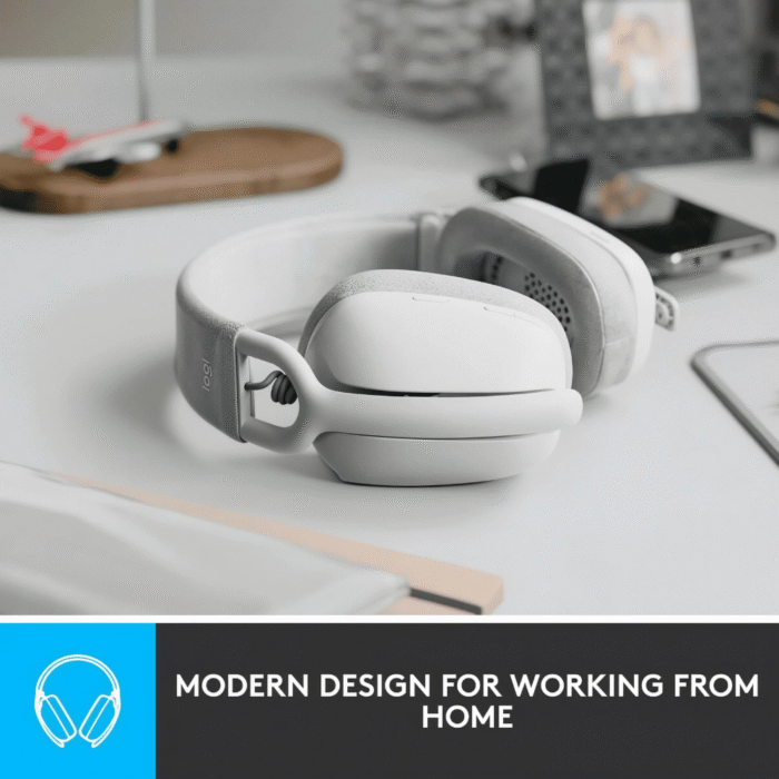 سماعة رأس Logitech بلوتوث – صوت قوي وتصميم مريح باللون الأبيض الفاتح – Zone Vibe 100