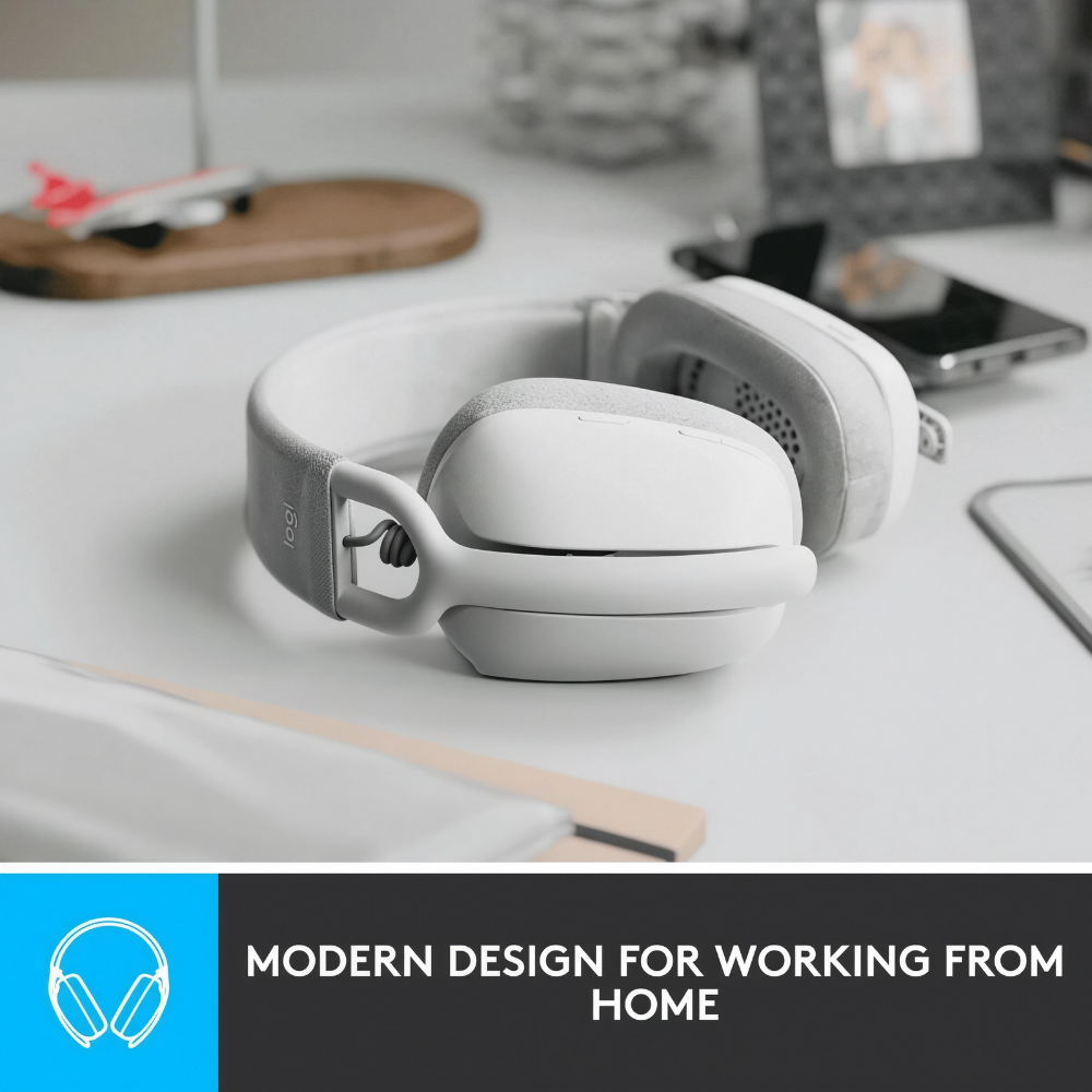 سماعة رأس Logitech بلوتوث – صوت قوي وتصميم مريح باللون الأبيض الفاتح – Zone Vibe 100 (1) سماعة رأس Logitech بلوتوث – صوت قوي وتصميم مريح باللون الأبيض الفاتح – Zone Vibe 100