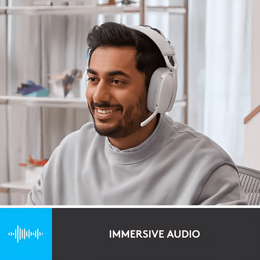 سماعة رأس Logitech بلوتوث – صوت قوي وتصميم مريح باللون الأبيض الفاتح – Zone Vibe 100 (3) سماعة رأس Logitech بلوتوث – صوت قوي وتصميم مريح باللون الأبيض الفاتح – Zone Vibe 100