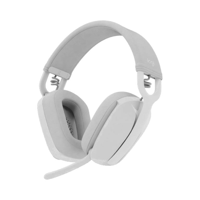 سماعة رأس Logitech بلوتوث – صوت قوي وتصميم مريح باللون الأبيض الفاتح – Zone Vibe 100