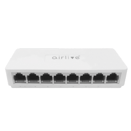 سويتش شبكات AirLive بسرعة 10/100 ميجابت – 8 منافذ إيثرنت – أداء موثوق وسهل التركيب – Live-8E