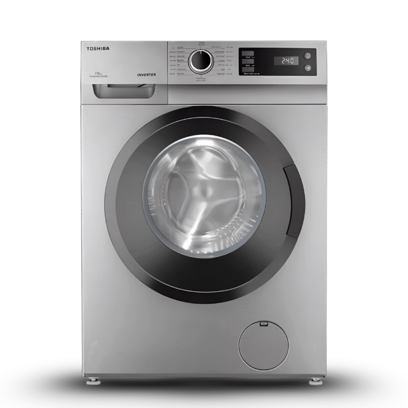غسالة توشيبا T01 سعة ٧ كجم سيلفر تحميل أمامي ١٢٠٠ لفة – بخاصية الغسيل السريع ‎15’‎ Quick Wash – TW-BJ80S2EG(SK)