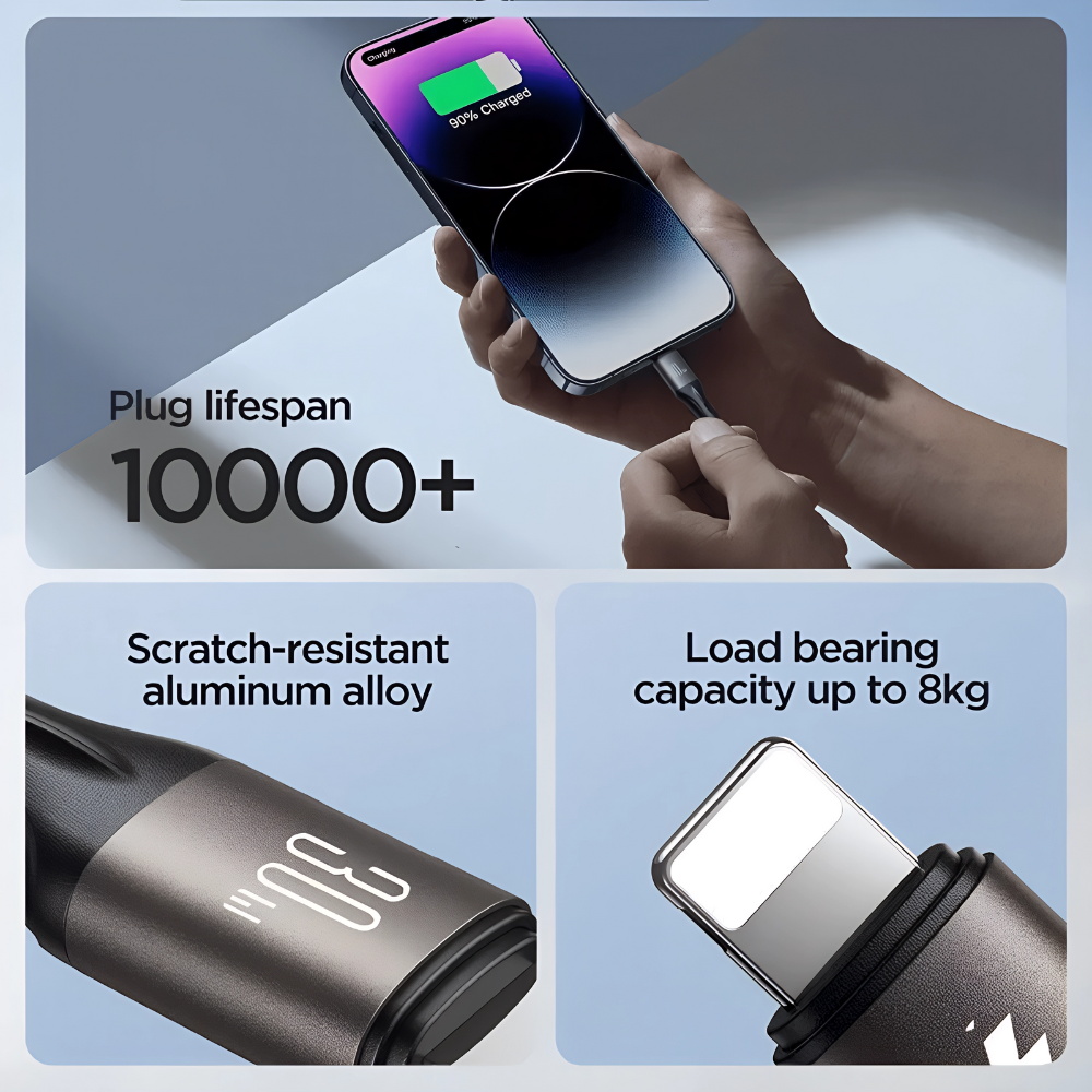 كابل شحن سريع جوي روم لايت سبيد Type-C إلى Lightning – ٣٠ واط 1.2 متر – أسود (S-A25) (1) كابل شحن سريع جوي روم لايت سبيد Type-C إلى Lightning – ٣٠ واط 1.2 متر – أسود (S-A25) (1)