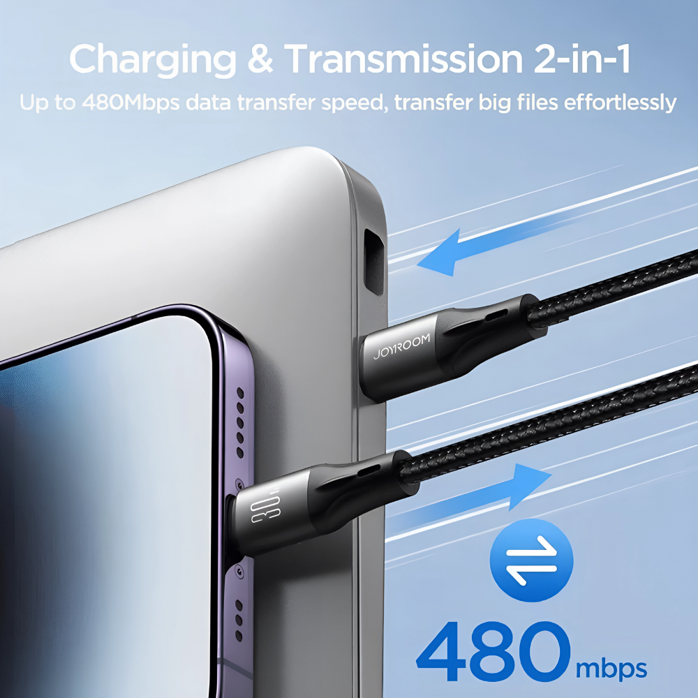 كابل شحن سريع جوي روم لايت سبيد Type-C إلى Lightning – ٣٠ واط 1.2 متر – أسود (S-A25) (2) كابل شحن سريع جوي روم لايت سبيد Type-C إلى Lightning – ٣٠ واط 1.2 متر – أسود (S-A25) (2)