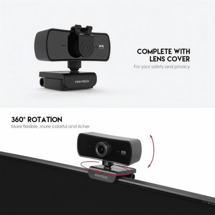 كاميرا ويب Fantech رباعية الوضوح 2K مع ميكروفون مدمج – تصوير احترافي للبث والاجتماعات – C30 Luminous