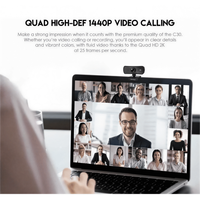 كاميرا ويب Fantech رباعية الوضوح 2K مع ميكروفون مدمج – تصوير احترافي للبث والاجتماعات – C30 Luminous