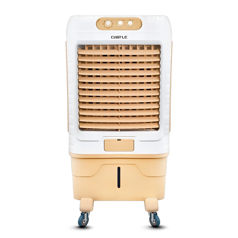 مبرد هواء كاسل، ٣ سرعات، سعة ٨٥ لتر، لون أبيض × بيج (AC1085)