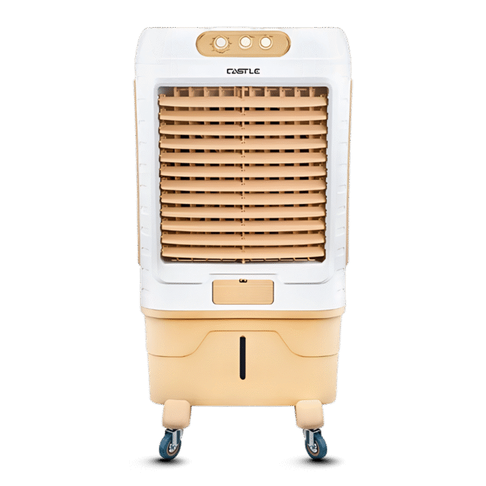 مبرد هواء كاسل، ٣ سرعات، سعة ٦٥ لتر، لون أبيض × بيج (AC1065)