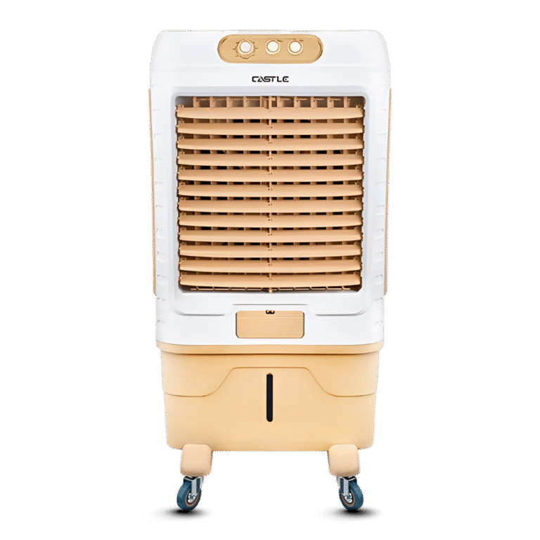 مبرد هواء كاسل، ٣ سرعات، سعة ٦٥ لتر، لون أبيض × بيج (AC1065)