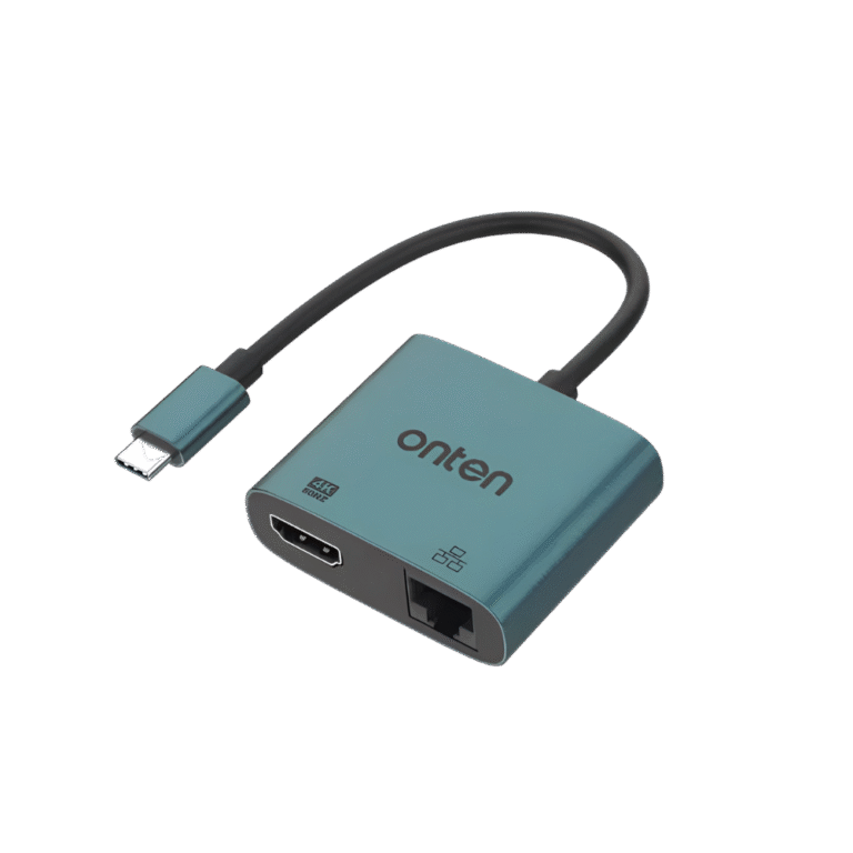_محول Onten Hub 2 في 1 من النوع C إلى HDMI 4K + منفذ شبكة RJ45 بسرعة (OTN-UC288)
