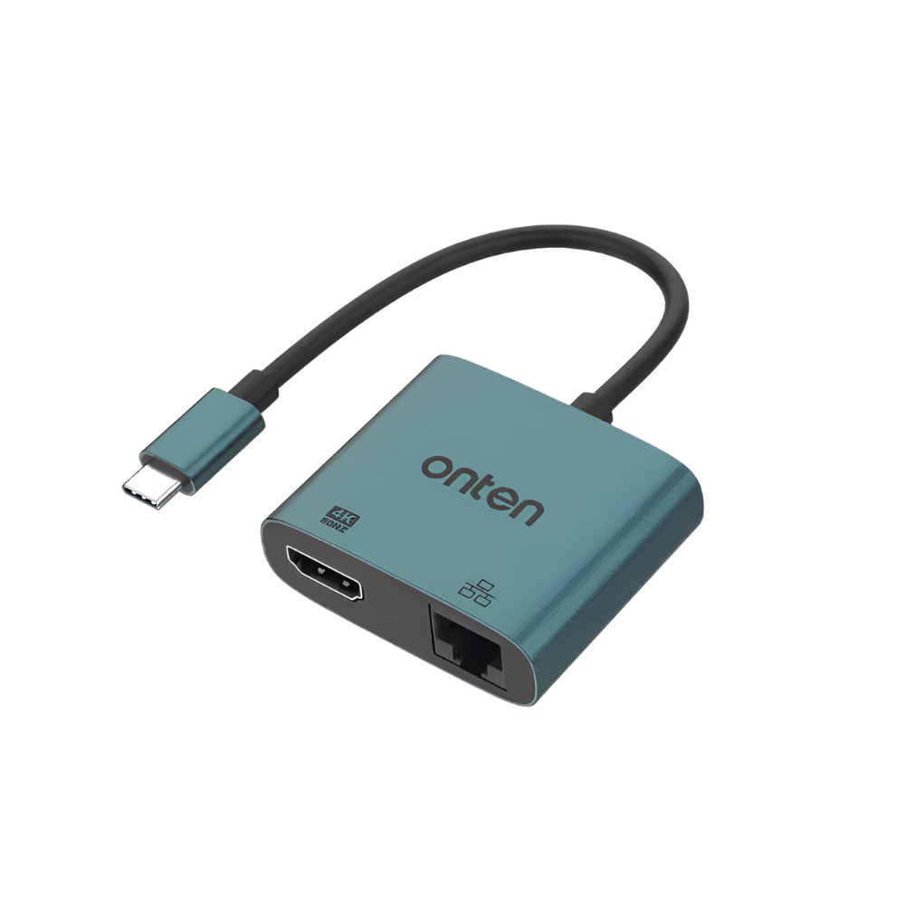 _محول Onten Hub 2 في 1 من النوع C إلى HDMI 4K + منفذ شبكة RJ45 بسرعة (OTN-UC288) _محول Onten Hub 2 في 1 من النوع C إلى HDMI 4K + منفذ شبكة RJ45 بسرعة (OTN-UC288)