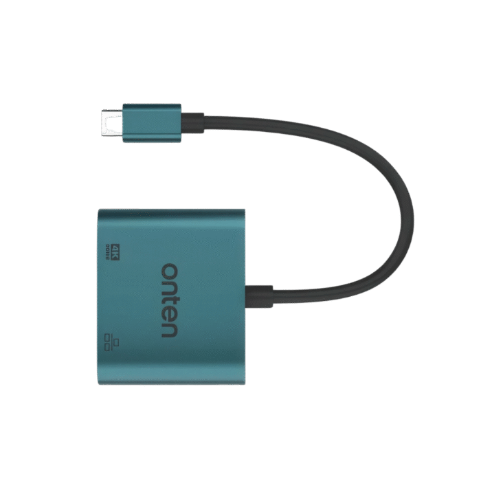 _محول Onten Hub 2 في 1 من النوع C إلى HDMI 4K + منفذ شبكة RJ45 بسرعة (OTN-UC288) (1)