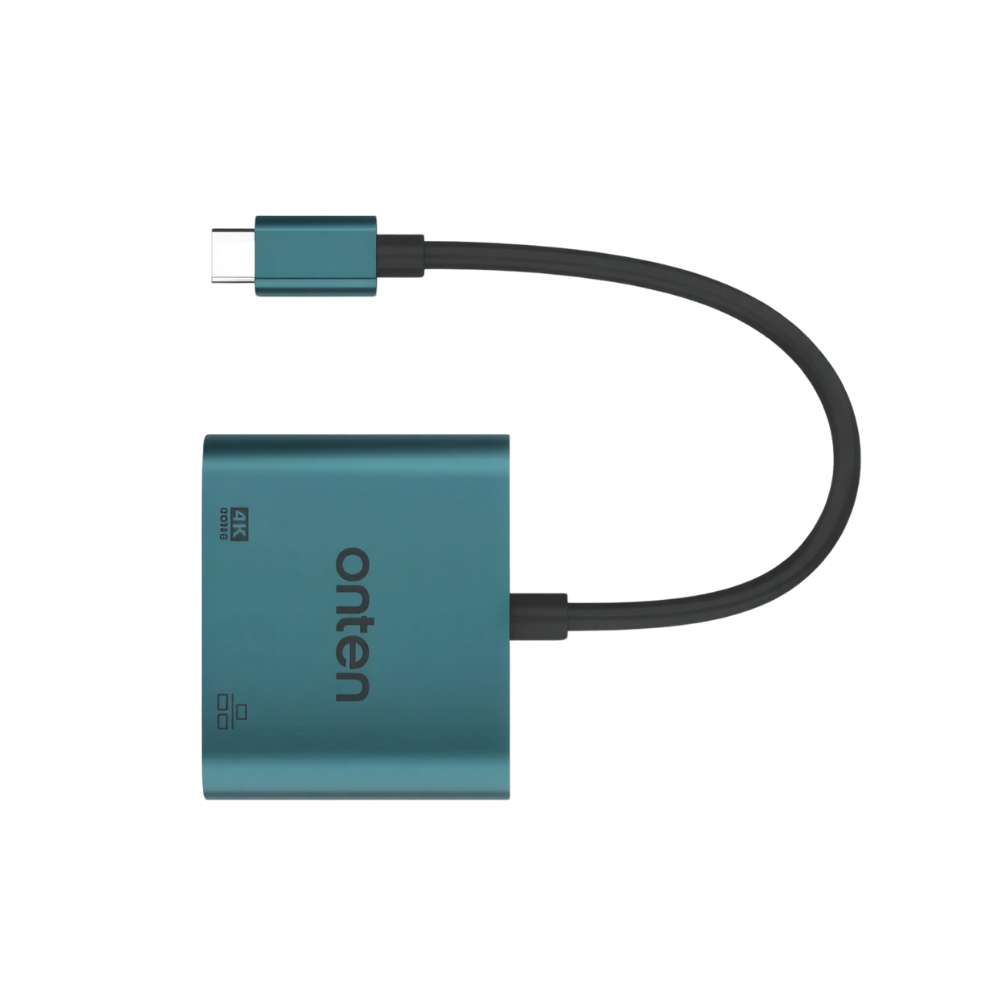 _محول Onten Hub 2 في 1 من النوع C إلى HDMI 4K + منفذ شبكة RJ45 بسرعة (OTN-UC288) (1) _محول Onten Hub 2 في 1 من النوع C إلى HDMI 4K + منفذ شبكة RJ45 بسرعة (OTN-UC288) (1)
