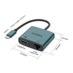 _محول Onten Hub 2 في 1 من النوع C إلى HDMI 4K + منفذ شبكة RJ45 بسرعة (OTN-UC288) (3)