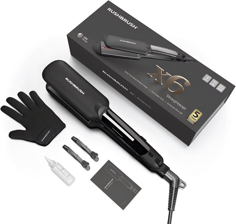 مكواة فرد الشعر راش براش بالبخار – ألواح سيراميك تورمالين عريضة